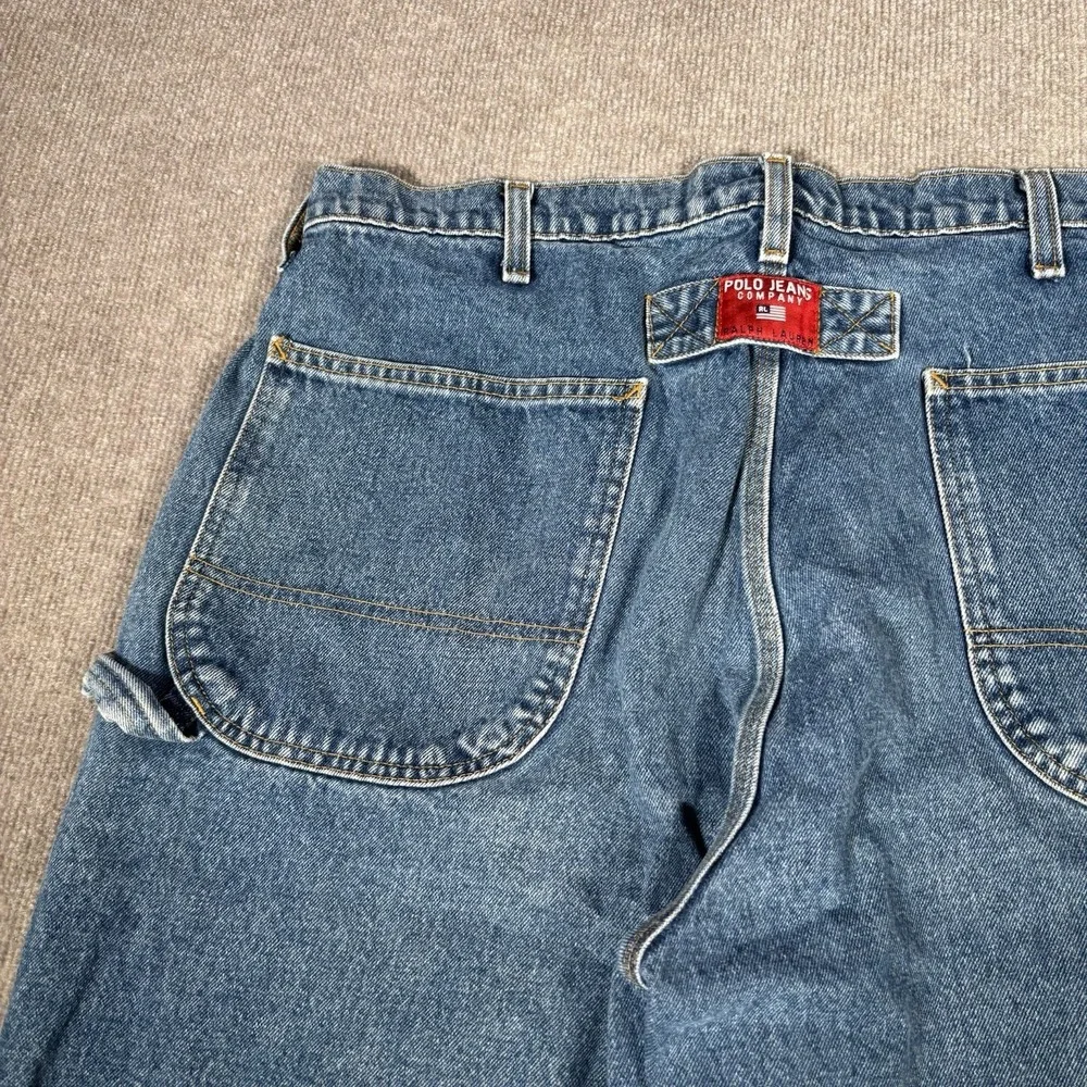 Vintage Polo Jeans Co Ralph Lauren Jean Shorts Mens 38 Blue Denim Carpenter Logo
